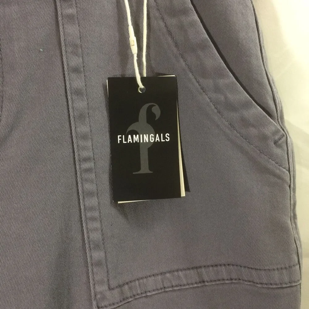 NEW Flamingals Wide Leg Pants Gray Patch Pocket NWT Stretch Womens Large - Picture 5 of 7
